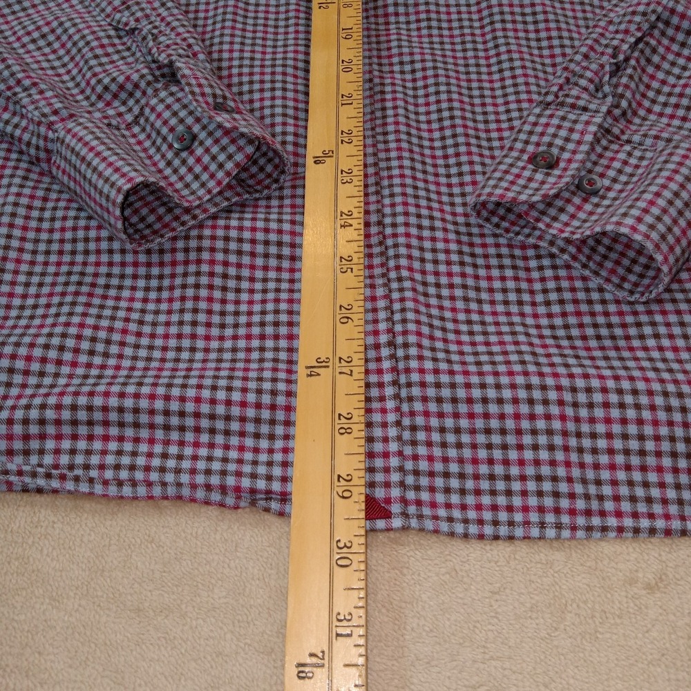 Untuckit Long Sleeve Button Down‎ Flannel Shirt Men's Slim Fit 2XL Blue Brown - Picture 6 of 7